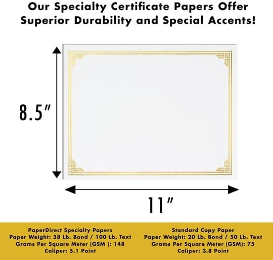 PaperDirect Green on White Classic Specialty Certificates, 8½ x11, Foil Accents, 50 Count, Certificates And Awards Paper, For School, Work, Diplomas & Award Certificates