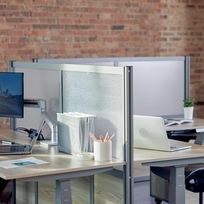 NBF Office Partitions - Cubicle Privacy Panel Wall Divider - Modern Room Separator with Quick Assembly - Indoor Laminate Free Standing Portable Room Divider Panel - 52" H x 49" W (Warm Ash)