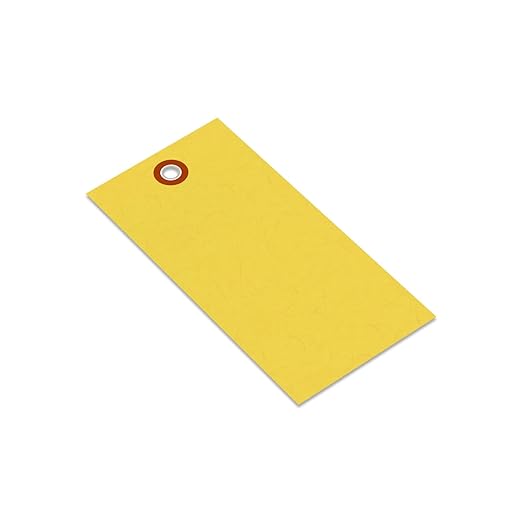 SmartSign (Pack of 1000) 4.75 x 2.375 inch “Yellow” Blank Tyvek Shipping Tags with Metal Eyelets, Size #5, 8 mil Thick Tyvek, Made in USA