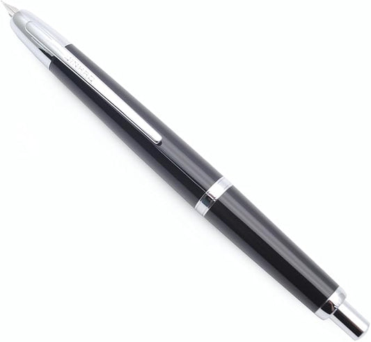JINHAO 20 Press Fountain Pen, Retractable Capless Resin Pen with Ink Converter (EF Nib 0.4mm, Bright Black)