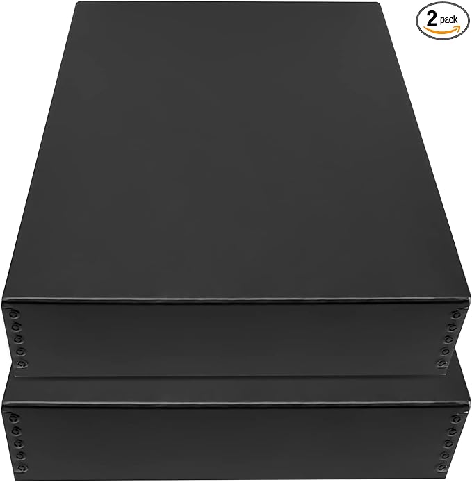 Lineco, 11x14 Black Museum Archival Storage Box, Drop Front Design, 11.75x15.25x3 in, Acid-Free with Metal Edge, Preserves Picture Longevity, Organize Photos Documents, Crafts, DIY, 2 Pack