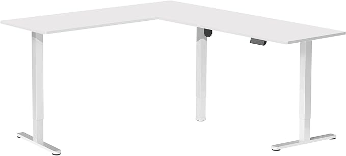 VIVO Electric Corner 84 x 63 inch L-Shaped Standing Desk, Memory Height Adjustment, White Top White Frame, DESK-E3CTWW-84