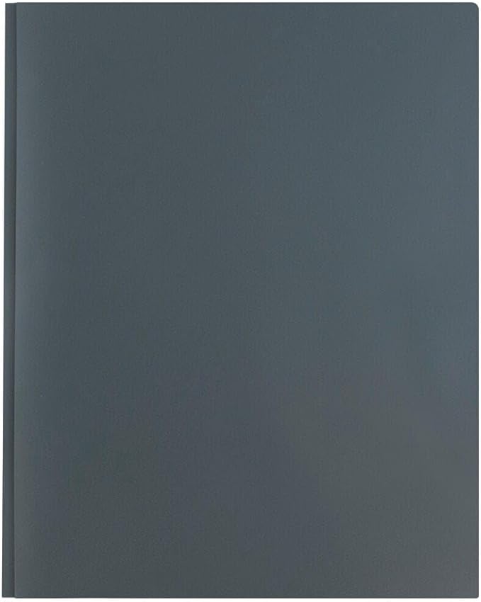 JAM PAPER Plastic Color Pop Folders - 2 Pocket Durable Folders with Metal Prongs Fastener Clasps - Grey - 3/Pack