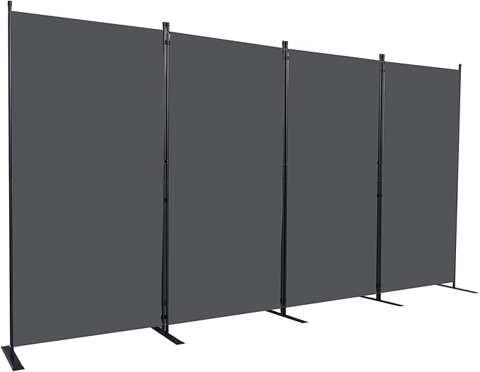 CHOSENM Room Divider, 4 Panel Folding Privacy Screens with Wider Support Feet, 6 Ft Portable Room Partition for Room Separator, 136" W X 71" H,Grey