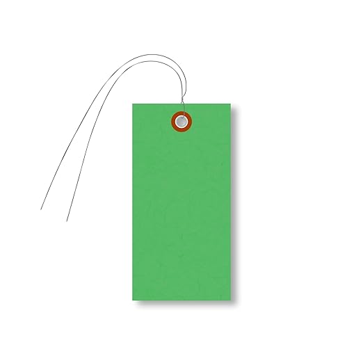 SmartSign Green Shipping Tags with Wire, Size #5, Pack of 1000 | 4 3/4" x 2 3/8"