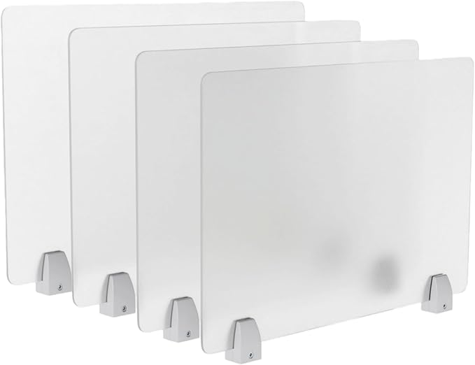 tonchean 4PCS Desk Dividers Office Partitions, Privacy Desk Panel Protective, Frosted Acrylic Shield with Clamps for Offices Schools Call Centers - 23.6”L X15.8”W