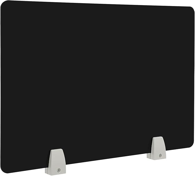 4 Pcs Desk Divider Privacy Panel, 23.6”L X15.8”W Frosted Acrylic Desk Privacy Panels with 8 Clamps for Offices Schools Call Centers (Black)