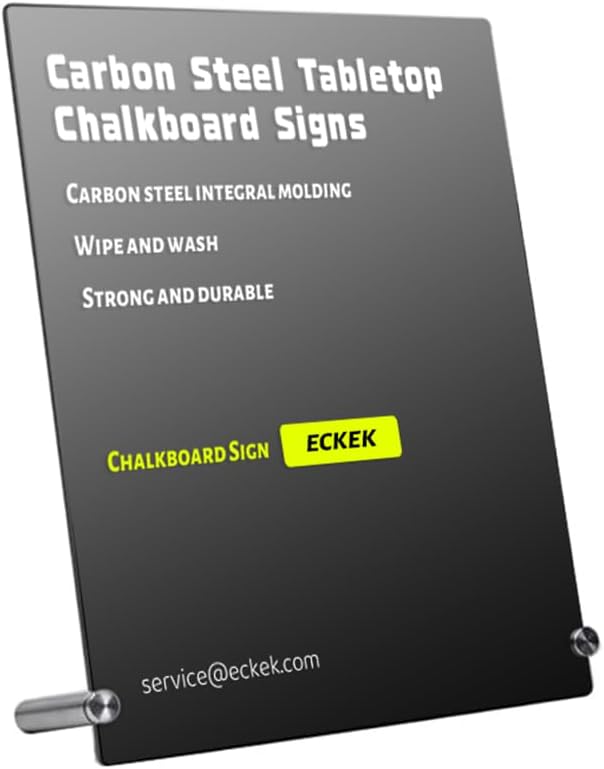 ECKEK Tabletop Chalkboard Signs with Base Stand - Carbon Steel Menu Chalkboard Stand, Message Board for Shop, Restaurant, Home Decoration (Metal Base 22 * 31cm/8.6612.20inches)