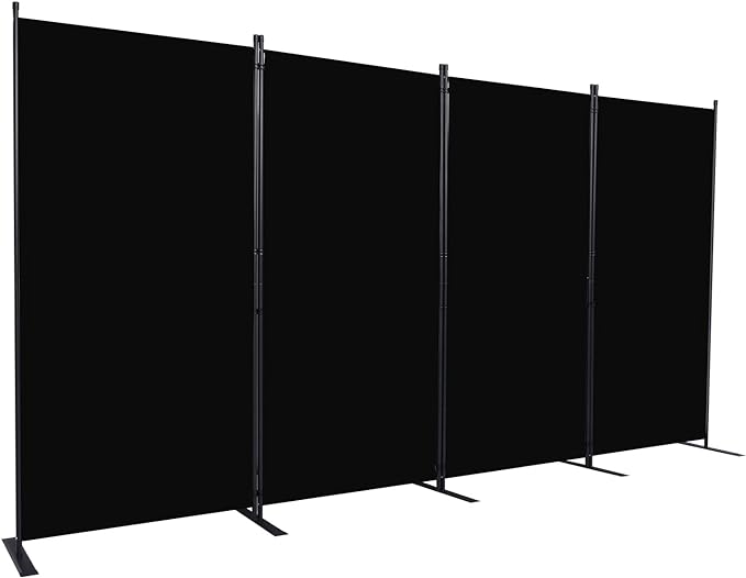 CHOSENM Room Divider, 4 Panel Folding Privacy Screens with Wider Support Feet, 6 Ft Portable Room Partition for Room Separator, 136" W X 71" H, Black