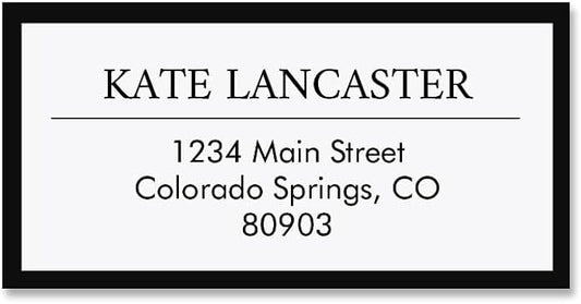 Lux Black Border Frame Return Address Labels-Set of 72, Self-Adhesive, Flat-Sheet Labels, by Colorful Images