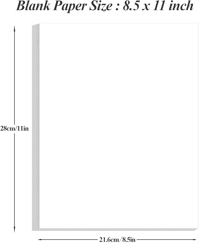 8.5" x 11" Printer Paper - 100 Sheets/200 Pages White Copy Paper, 20 lb Letter Size Papers Printing in Office/School/Home