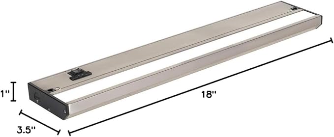 LED Under Cabinet Lighting Hardwired - 3CCT 18 Inch Satin Finish - Undercabinet Lights for Kitchen - Linkable Undercounter Dimmable Plug in Light or Hard Wired - Under Counter Fixture Direct Wire