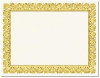 Elite Gold & White Parchment Certificate Papers - Pack of 25, NOT FOIL, Laser & Inkjet Printer Compatible, for Office, Business Awards, Graduation, School Diplomas, 8-1/2" x 11" on 60 lb. Text Stock