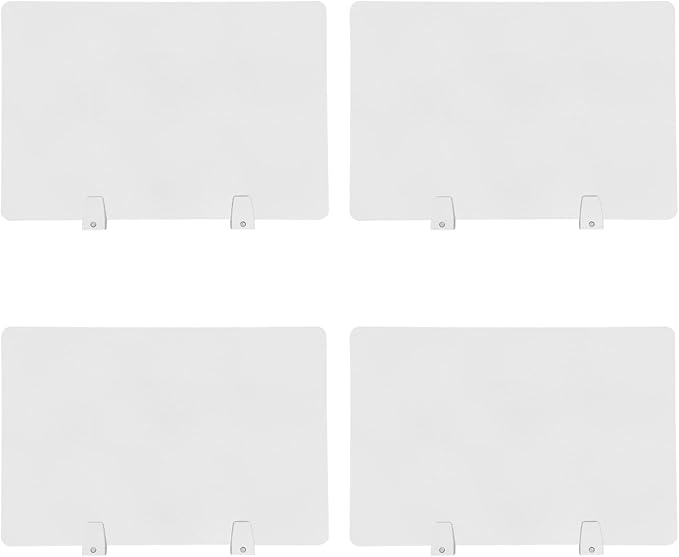 4 Pcs Desk Divider Privacy Panel, 23.6”L X15.8”W Frosted Acrylic Desk Privacy Panels with 8 Clamps for Offices Schools Call Centers (Frosted Color)