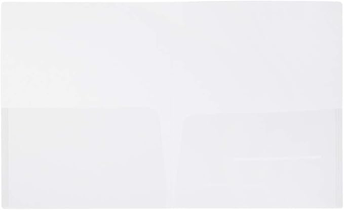 JAM PAPER Plastic Light Weight Flexible Two Pocket Presentation Folder - Clear - 108/pack