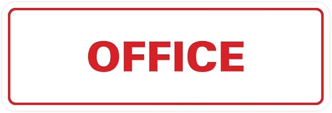 Signs ByLITA Standard Office Sign - Professional Business Signage - Easy to Install (White/Red) - Large 1 Pack