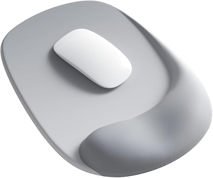 ErgoEase Ergonomic Mouse Pad with Gel Wrist Support - Premium Lycra Fabric, Non-Slip, Ideal for Laptop & Desktop, Office & Gaming，Desk Accessories (03Silver Gray)