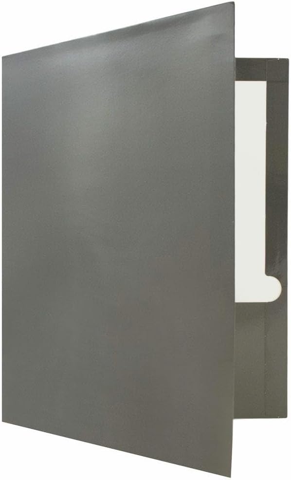 JAM PAPER Laminated Two Pocket Glossy Folders - Grey - 3/Pack