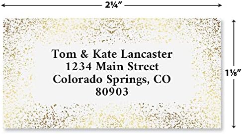 Colorful Images Gold Speckled Foil Metallic Return Address Mailing Labels, Personalized with Names & Addresses, Set of 144 Custom Self Adhesive, Easy Peel Flat Label Sheets, 1-⅛ ”x 2-¼” Size