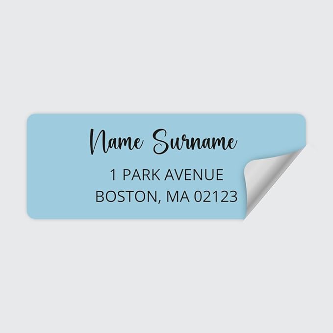Dotty about Paper Personalized Sky Blue Colorblock - Return Address Labels x 100