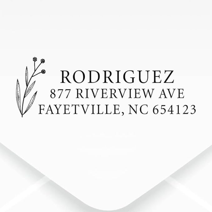 Custom Floral Address Stamp | Choose from 12 Designs | Multiple Ink Color Options | Envelope Return Address Stamp for Couple or Family (Design 11, Large)