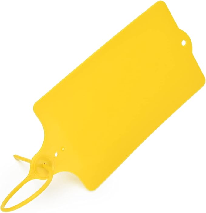 100 Plastic Shipping Tags - Waterproof, Writable, Hanging Tags with One Yellow Marker Pen
