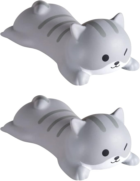 Cityhermit Cute Wrist Rest Support for Mouse Computer Arm Rest for Desk Ergonomic Kawaii Office Supplies Slow Rising PU Mouse Pad (Grey Cat-2pcs)