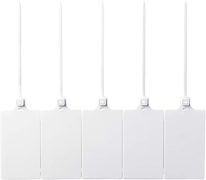 200Pcs Plastic Seals Shipping Label Tags, Writable Marker Big Sign Tie for Logistics, 255mm Total Length Self Locking Inventory Waterproof Tag Fastener with 3 Marker Pen (White)