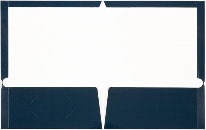 JAM PAPER Laminated Two Pocket Glossy Folders - Navy Blue - 3/Pack