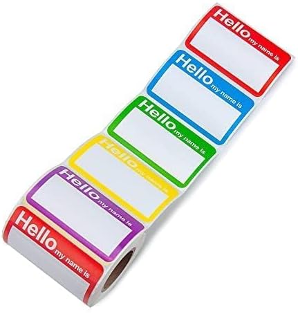 L LIKED 400 Stickers -3.5" x 2.25" Colors Plain Name tag Labels for Clothes with Perforated Line for Kids (Hello My Name is - 400 Labels)