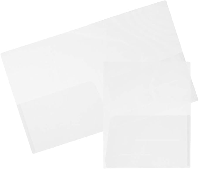 JAM PAPER Plastic Light Weight Flexible Two Pocket Presentation Folder - Clear - 108/pack