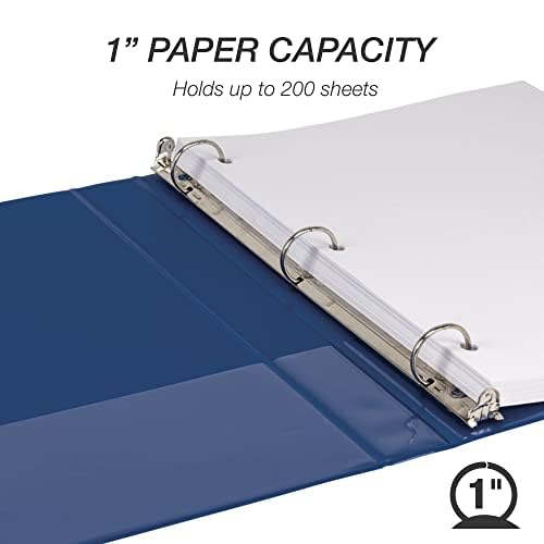 Samsill 1 Inch 3 Ring Binders, Made in USA, Economy Round Ring, Clear View Cover, 200 Sheet Capacity - for School, Home, Office - Blue, 24 Pack