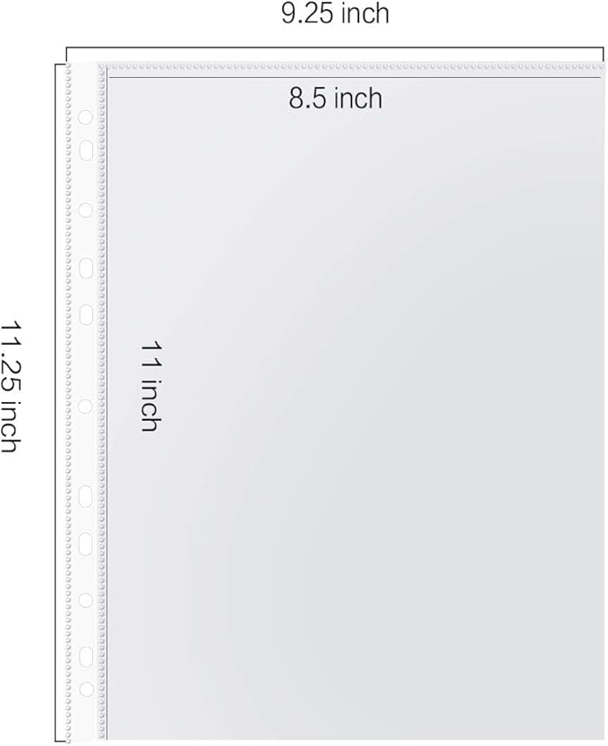 Sheet Protectors, PANDRI 800 Pack Clear Heavy Duty Plastic Page Protectors Sheet Reinforced 11-Hole Fit for 3 Ring Binder Fits Standard 8.5 x 11 Paper, 9.25 x 11.25 Top Loaded, Excluding Acid