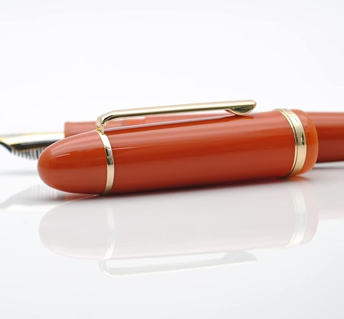 JINHAO X159 Fountain Pen (EF Nib 0.38mm, Orange Red with Gold Clip)