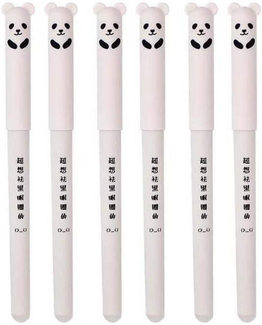 Piaogui 6pcs 0.5mm Erasable Gel Pens,Kawaii Cute Bear Pig Erasable Gel Pen Set Kawaii Pens Back to School Stationery Supplies for Writing Noting Journaling Kids Gifts (White-6 Pcs)
