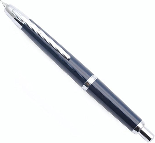 JINHAO 20 Press Fountain Pen, Retractable Capless Resin Pen with Ink Converter (EF Nib 0.4mm, Dark Blue)