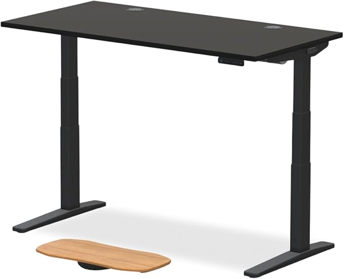 UPLIFTDESK V3 2-Leg Black Laminate Wood Standing Desk – Adjustable Height, Advanced 1-Touch Memory Keypad, Under Desk Cable Management, Wire Grommets & Rocker Board (Black C-Frame, 60 x 30 inch)
