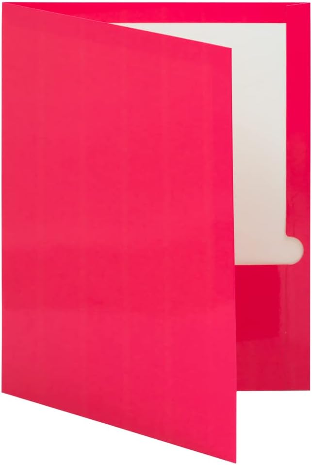 JAM PAPER Laminated Two Pocket Glossy School Folders - Letter Size - High Gloss Assorted Fashion Colors - 6/Pack