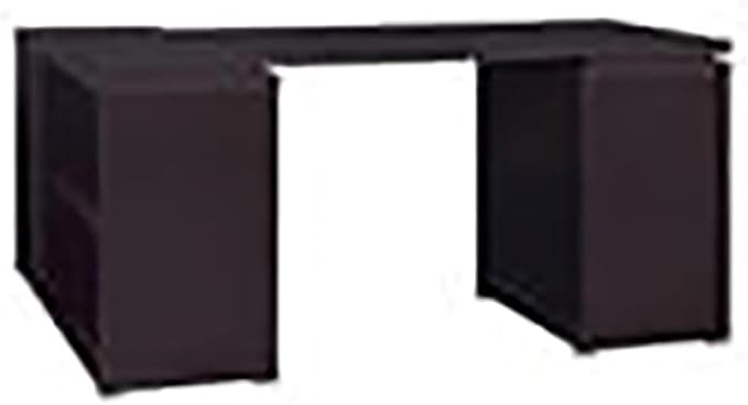 Pemberly Row L Shape Corner Storage Desk in Brown Cappuccino, Letter/Legal File, 5 Bookshelves