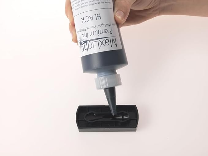 PrettySweetParty Self Inking Return Address Stamp - Custom 4 Line Personalized Address Stamp for Envelopes, Wedding Invitations, Business, Mailing Labels, Black Ink (Calligraphy Script)
