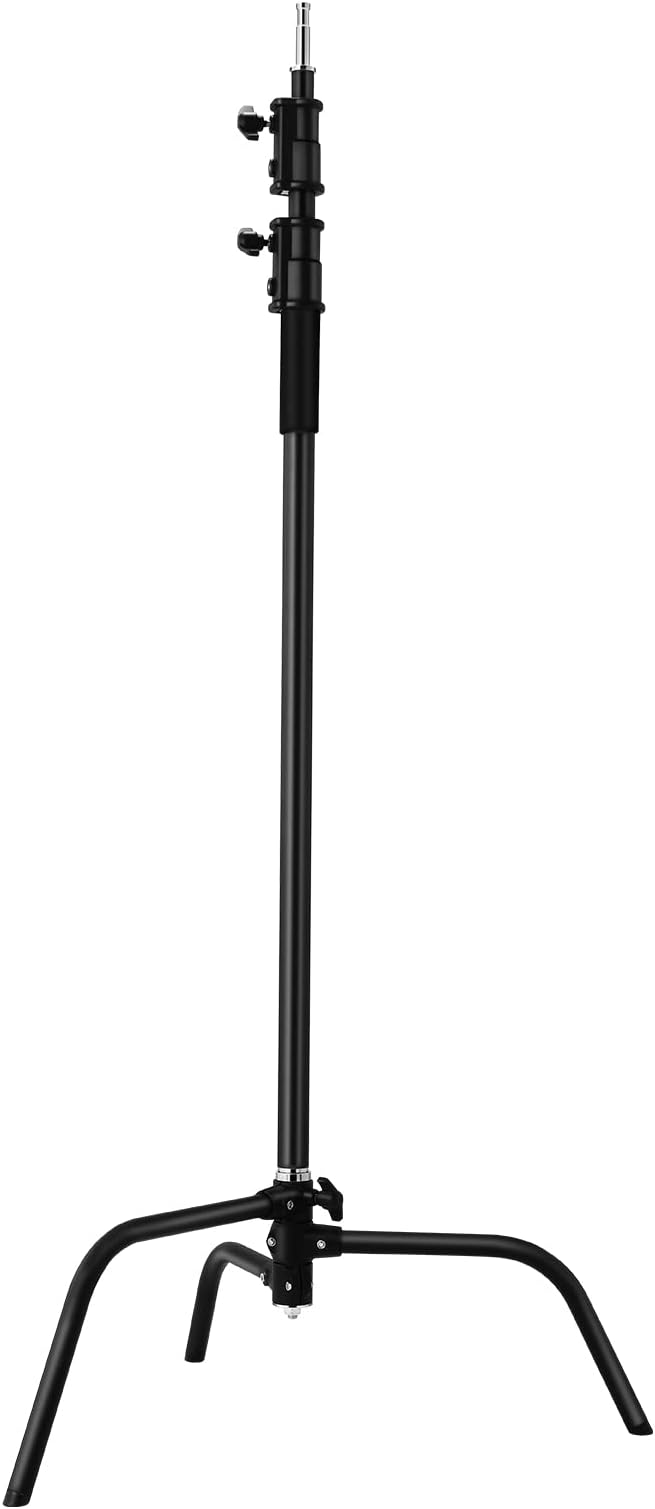 2 Packs C-Stand Kit,Heavy Duty Steel Photography Light Stand Kit,Adjustable 5-10.8 feet Sturdy Turtle Base for Studio Softbox, Monolights, Reflector, Umbrella（Black）
