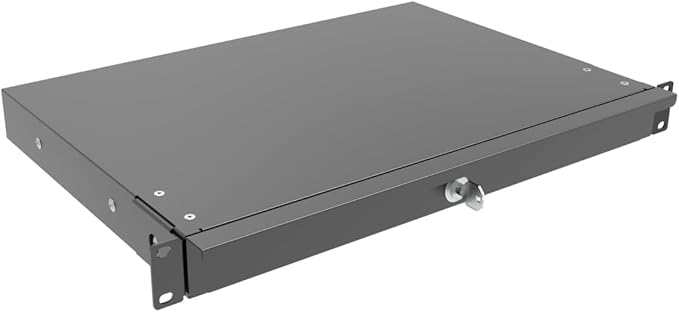 QiaoYoubang 1U Server Cabinet Case 19 Inch Rack Mount Lockable Drawer with Key, 12.6 Inch Depth (1U)