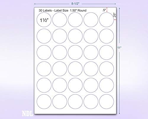 Pack of 50 Sheets, 8-1/2 x 11 Fluorescent Labels for Laser & Inkjet Printer (Green Fluorescent, 1.5" Round - 30 per Page, 1500 Labels)