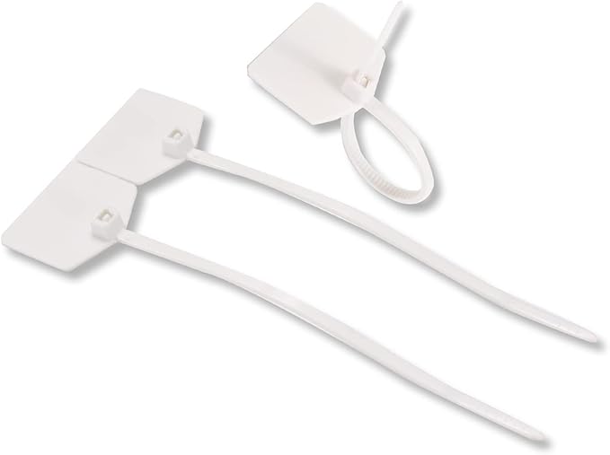 Waterproof Shipping Tags, Self Locking Nylon Writable Marker Ties Luggage Identification Tags, Plastic Straps Label Mark Tag, Seal Tags Zip Tie for Labeling 100pcs (White)