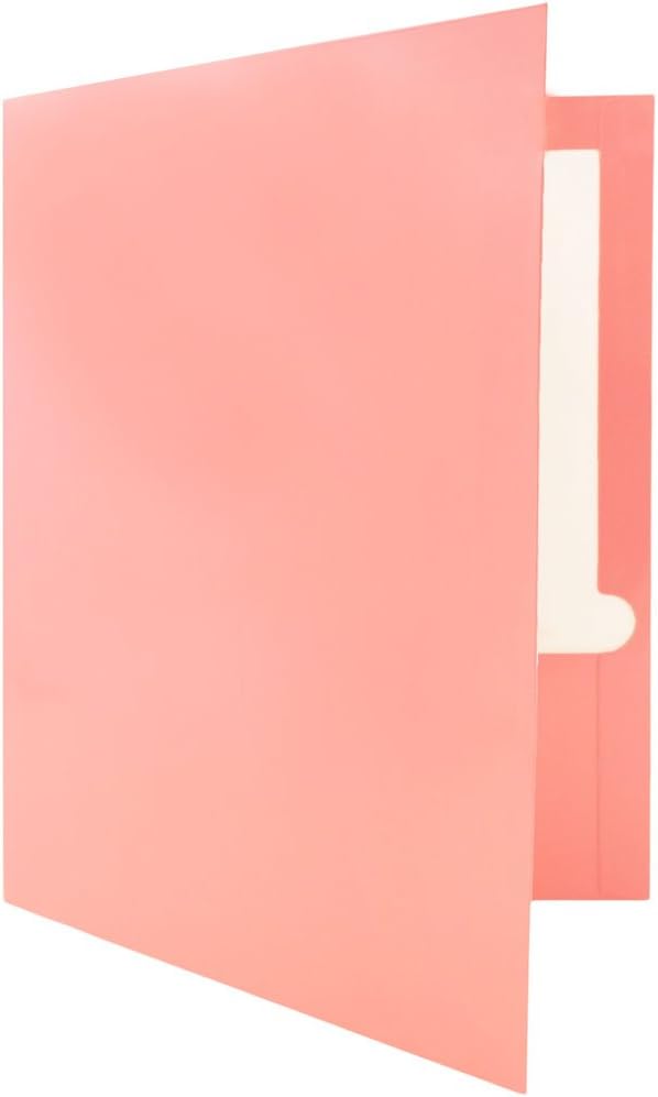 JAM PAPER Laminated Two Pocket Glossy School Folders - Letter Size - High Gloss Baby Pink Pastel - Bulk 50/Box