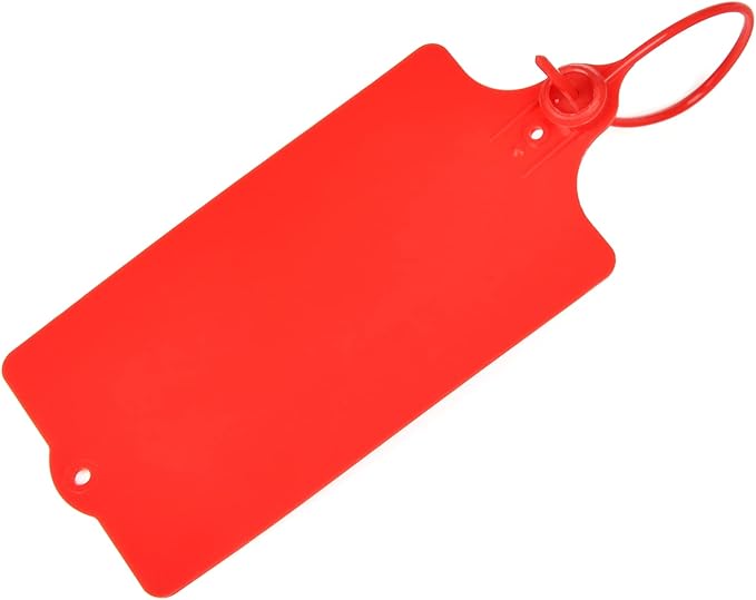100 Plastic Shipping Tags - Waterproof, Writable, Hanging Tags with One Red Marker Pen