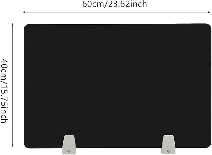 4 Pcs Desk Divider Privacy Panel, 23.6”L X15.8”W Frosted Acrylic Desk Privacy Panels with 8 Clamps for Offices Schools Call Centers (Black)