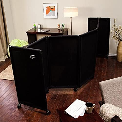 Versare MP10S Portable Folding Wall Partition | Economical 5 Panel Design | Portable Room Divider On Wheels | Adjustable, Freestanding Setup | Multiple Widths