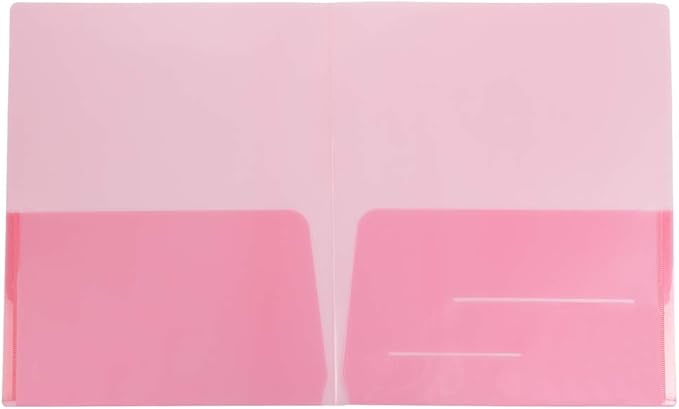 JAM PAPER Plastic Light Weight Flexible Two Pocket Presentation Folders - Red - 6/Pack