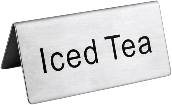 New Star Foodservice Stainless Steel Table Tent Sign (Multicolour (Iced Tea), 3"x 1.5" (Set of 2))
